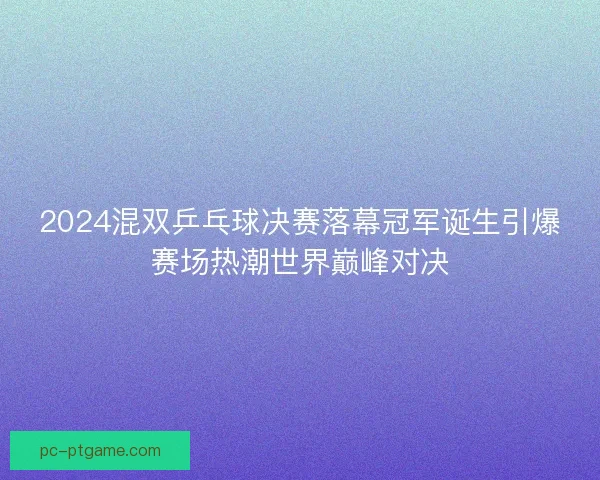2024混双乒乓球决赛落幕冠军诞生引爆赛场热潮世界巅峰对决